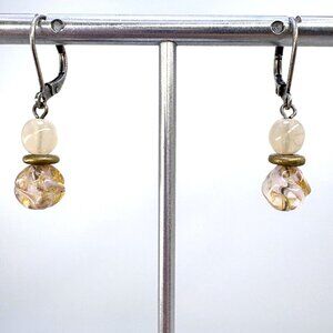 VTG Sterling Silver 925 Artisan Glass Beaded Design Dangle Earrings 1.25" Length